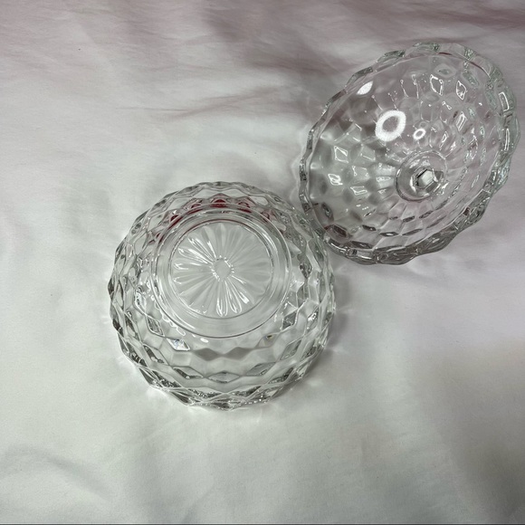 VINTAGE CLEAR FOSTORIA AMERICAN GLASS COVERED CANDY DISH BOWL - Picture 4 of 8